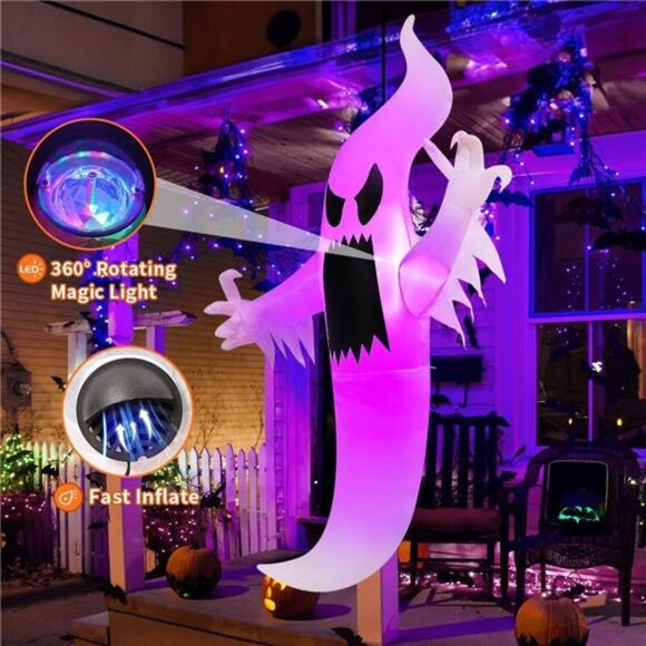 6 FT Halloween Inflatables Ghost Outdoor Window Decorations Blow Up Yard - Picture 4 of 7
